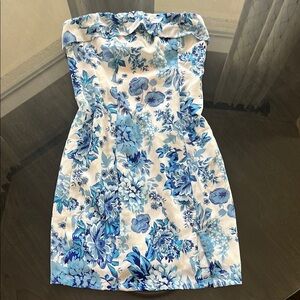 That’s So Fetch Floral Blue Strapless Dress